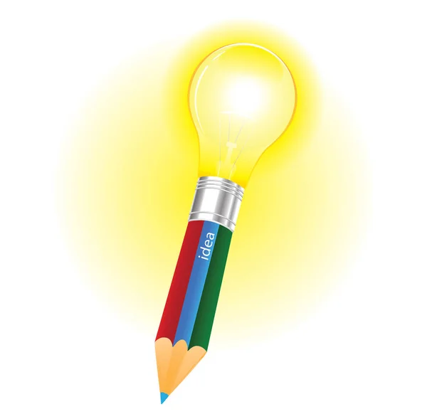 Pencil light bulb vector on White background — Stock Vector