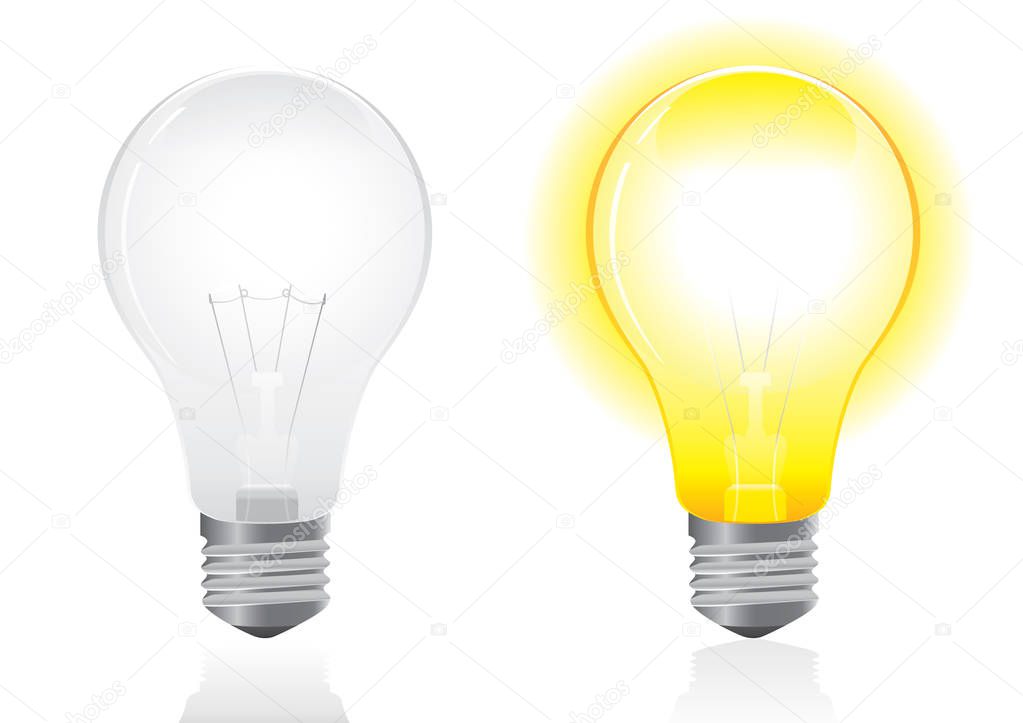 Open and turned off light bulb vector 