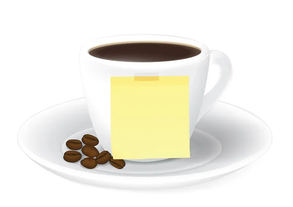 Csésze kávé és a Sticky notes fehér háttér — Stock Vector