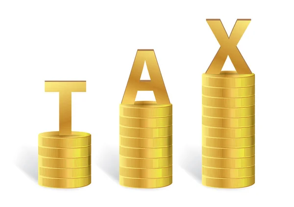 Word TAX sulla moneta d'oro isolata, illustrazione vettoriale — Vettoriale Stock