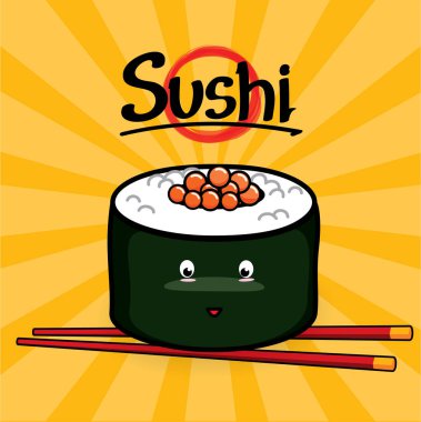 Ikura suşi çizgi film, vektör