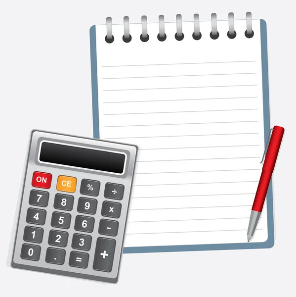 Kalkulator z Office książki i pióra, ilustracji wektorowych 10 — Wektor stockowy