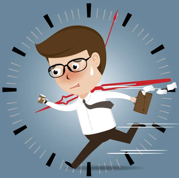 Empresario Correr a la hora límite de trabajo — Vector de stock