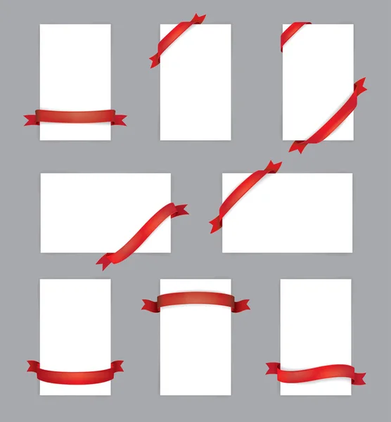 Cintas vector icono conjunto de color rojo, Vector banner cintas . — Archivo Imágenes Vectoriales
