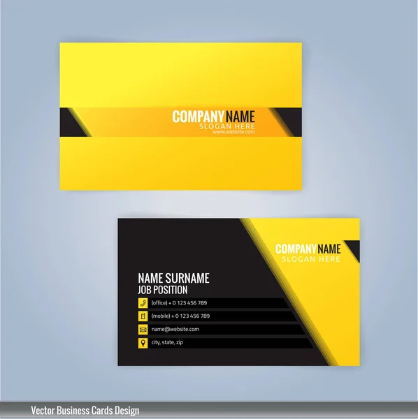 Plantilla de tarjeta de visita moderna amarilla y negra, Vector de ilustración 10 — Vector de stock