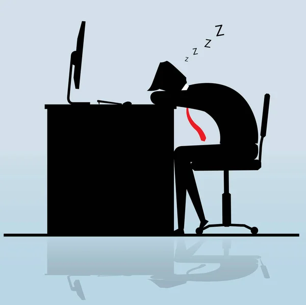 Homme d'affaires dormant sur le bureau, Business Concept, vecteur — Image vectorielle