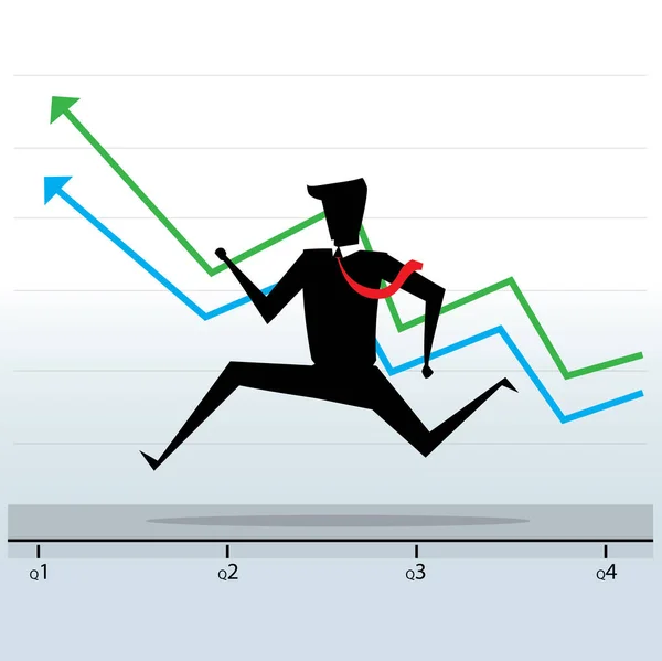 Un homme d'affaires en pleine croissance, silhouette d'homme d'affaires, Business Concept vecteur 10 — Image vectorielle