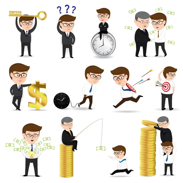 Business man cartoon set ,vector 10, Business concept — Stock Vector