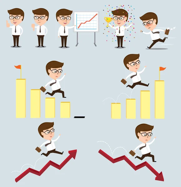 Business man cartoon set, vector 10, Business concept — стоковый вектор