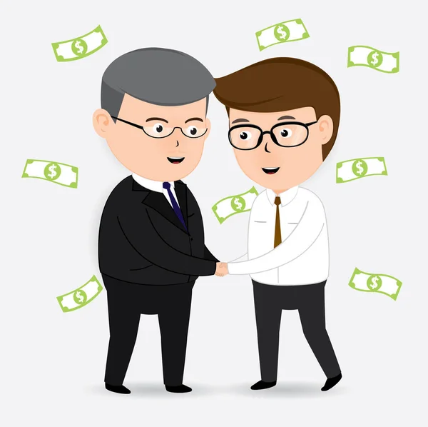 Business handshake with boss, business concept, vector — Stock Vector