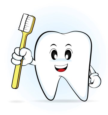 Çizgi film karakterleri bir diş fırçası tutan diş, 10 vektör