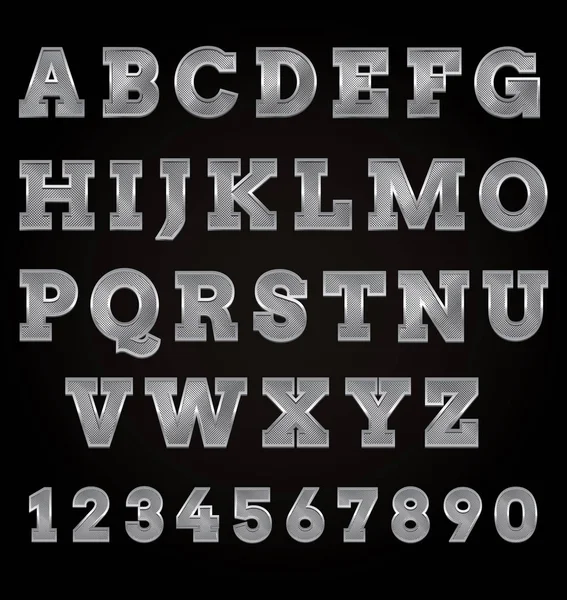 Silver Fonts on no fundo preto, Vector —  Vetores de Stock