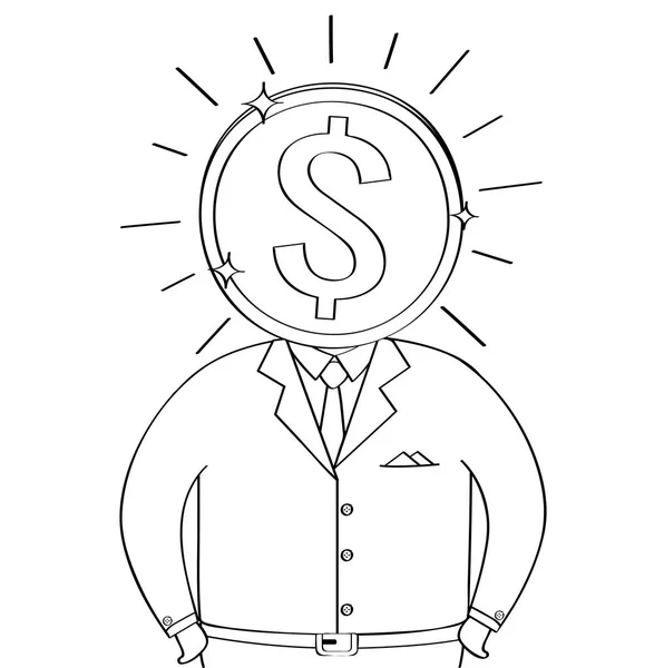 Jefe de empresa de un dibujo de línea de moneda, vector concepto de negocio — Vector de stock