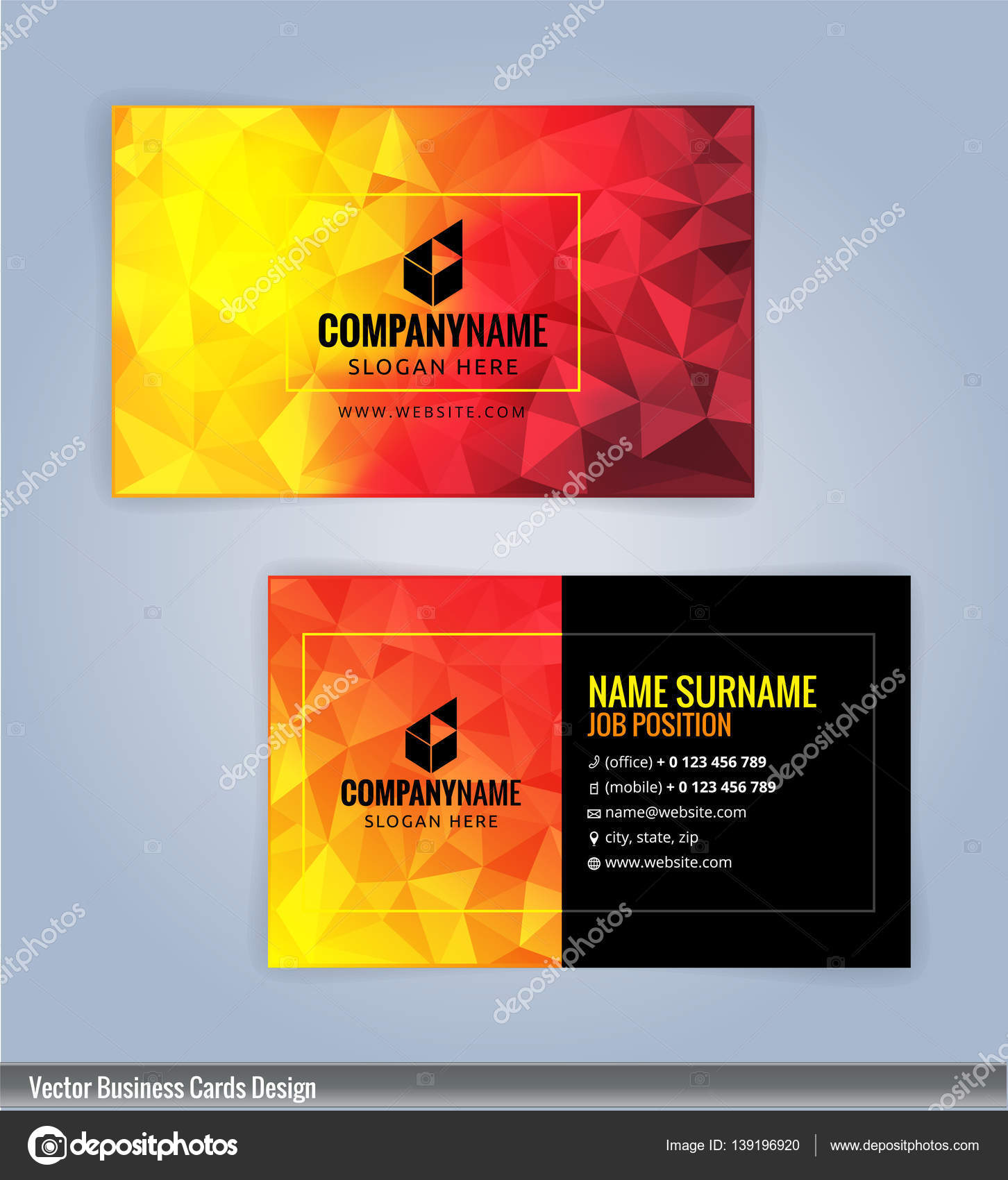 Red To Yellow Gradient And Black Color Modern Business Card Template Illustration Vector 10 Stock Vector Royalty Free Vector Image By C Keangs 139196920