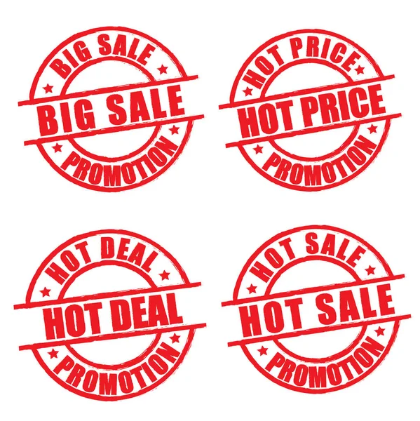 Grunge gomma con testo vendita calda set di francobolli rossi, Illustrazione vettoriale eps10 — Vettoriale Stock