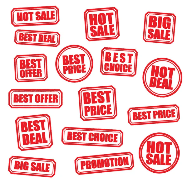 Grunge gomma con testo Miglior prezzo timbro rosso set, Illustrazione vettoriale eps10 — Vettoriale Stock