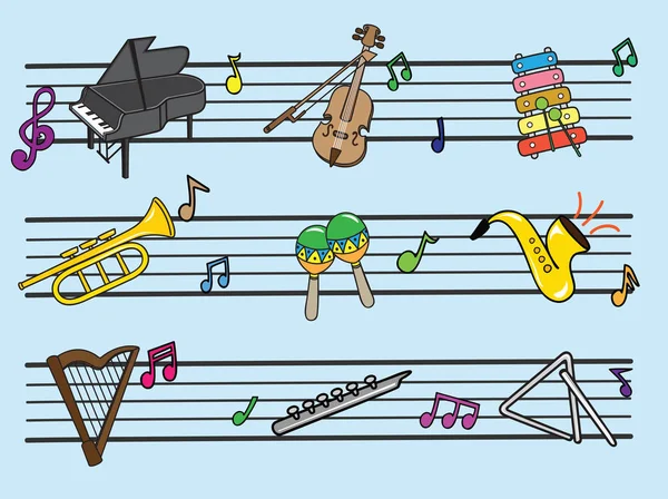 Muziekinstrument tekenfilm, afbeelding Vector10 — Stockvector