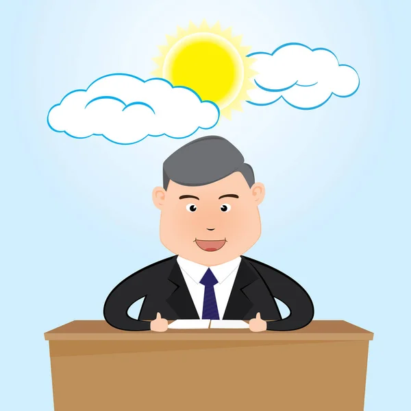 Homem de negócios sol céu feliz e brilhante, ilustração Vector eps10 — Vetor de Stock