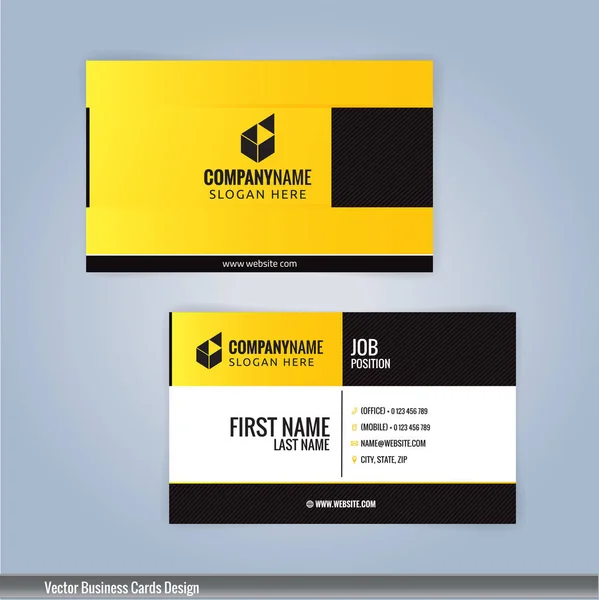 Modelo de cartão de visita moderno de cor amarela e preta, vetor de ilustração 10 —  Vetores de Stock