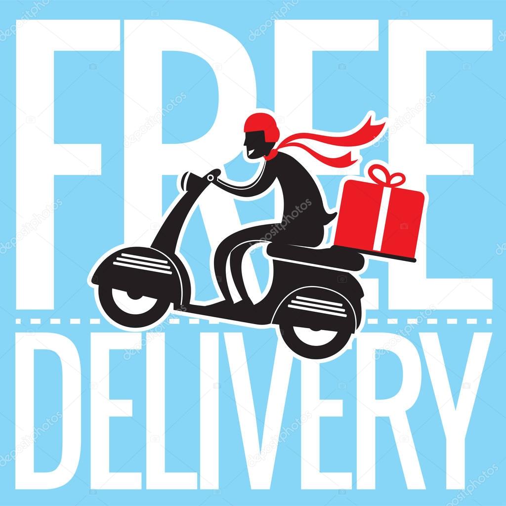 Free delivery Boy Ride Motorcycle Service, creative delivery concept