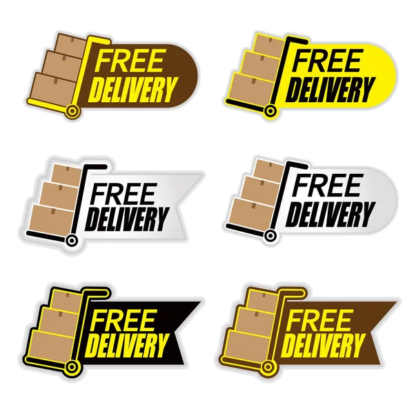6 set van web icon gratis levering (trolley) — Stockvector