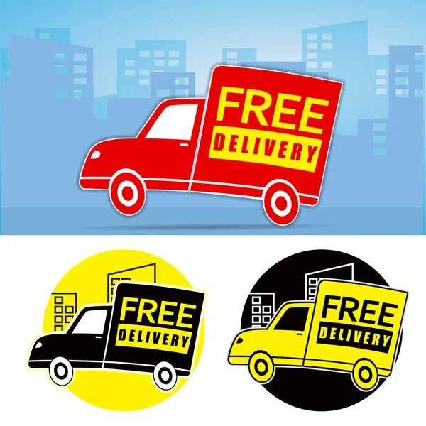 3 set van web icon gratis levering (truck) — Stockvector