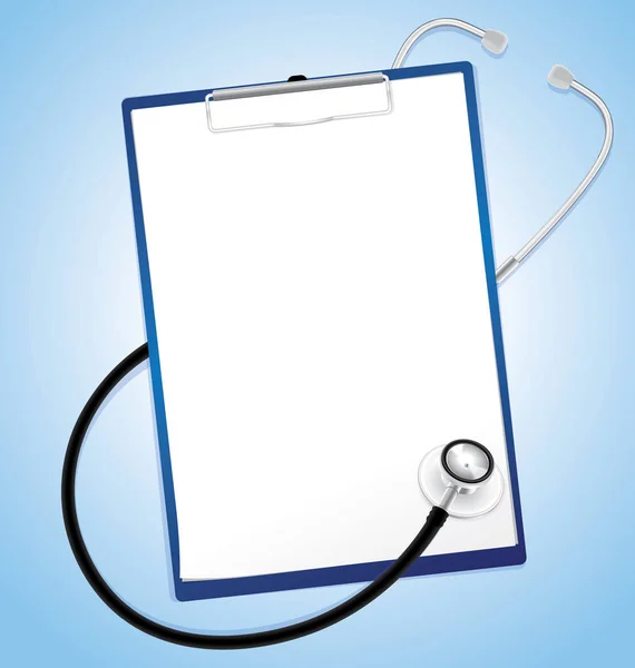 Prázdný papír do schránky s růžové stetoskop, lékařská koncepce, vektorové 10 — Stockový vektor