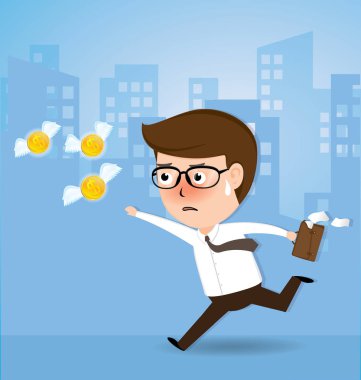 İşadamı chase para, iş kavramı uçuyor, 10 vektör