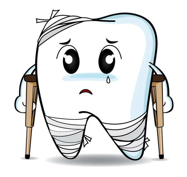 Desenhos animados bonitos Dente de deterioração ou é lesão —  Vetores de Stock