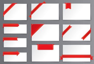 Kırmızı ve altın etiketi ile köşe şerit vektör