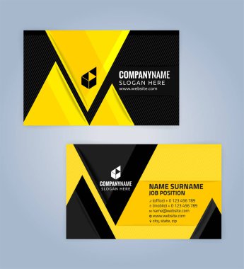 Sarı ve modern kartvizit şablonu, illüstrasyon vektör 10 siyah