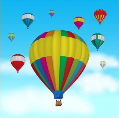 Sıcak hava balonu gökyüzü arka plan üzerinde
