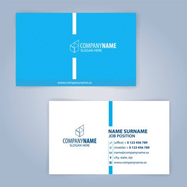 Mavi ve beyaz modern kartvizit şablonu, illüstrasyon vektör 10