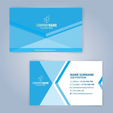 Mavi ve beyaz modern kartvizit şablonu, illüstrasyon vektör 10