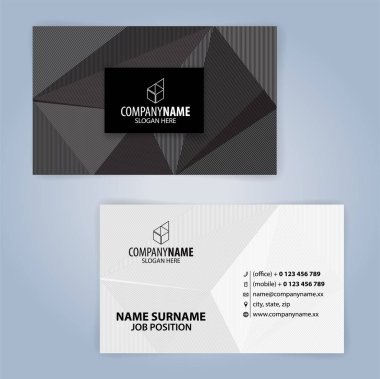 Siyah ve beyaz modern kartvizit şablonu, illüstrasyon vektör 10