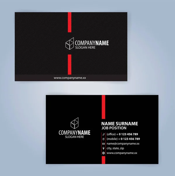 Business card template. Red and Black, Illustration Vector10 — Stock Vector