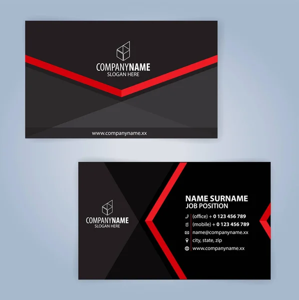 Business card template. Red and Black, Illustration Vector10 — Stock Vector