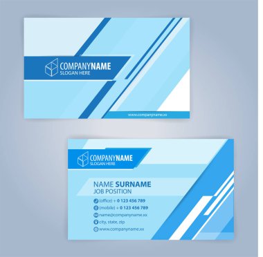 Kartvizit şablonu. Mavi ve beyaz, resimde Vector10