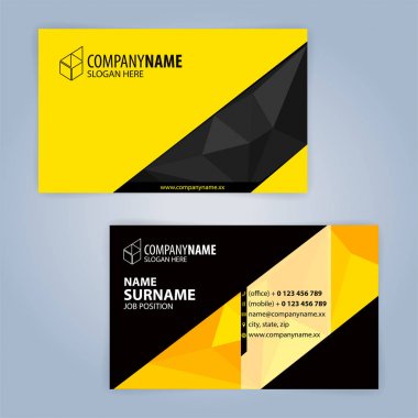 Kartvizit şablonu. Sarı ve siyah, resimde Vector10