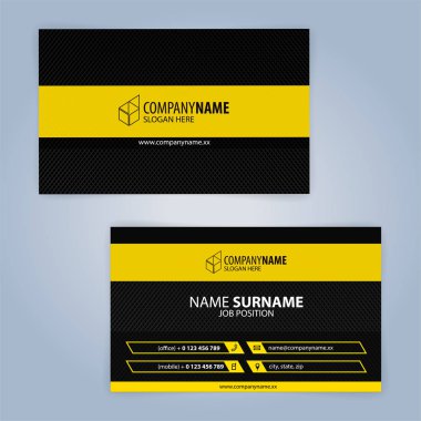 Kartvizit şablonu. Sarı ve siyah, resimde Vector10