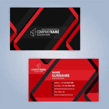Kartvizit şablonu. Kırmızı ve siyah, resimde Vector10