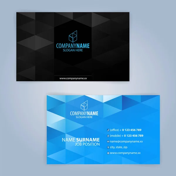 Business card template. Blue and Black, Illustration Vector10 — Stock Vector