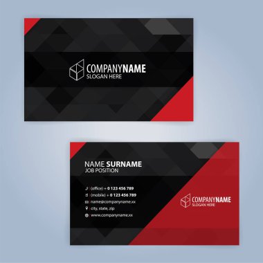 Kırmızı ve siyah modern kartvizit şablonu, illüstrasyon vektör 10