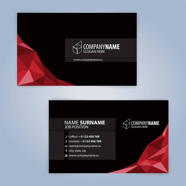 Kırmızı ve siyah modern kartvizit şablonu, illüstrasyon vektör 10