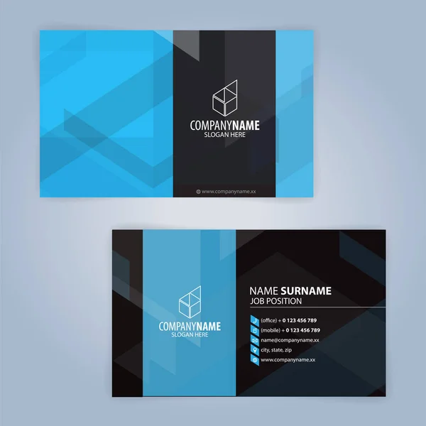Blaue Und Schwarze Moderne Visitenkartenvorlage Illustrationsvektor — Stockvektor