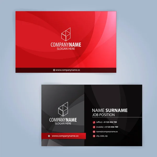 Red Black Modern Business Card Template Illustration Vector — Stock Vector