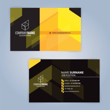 Sarı ve modern kartvizit şablonu, illüstrasyon vektör 10 siyah