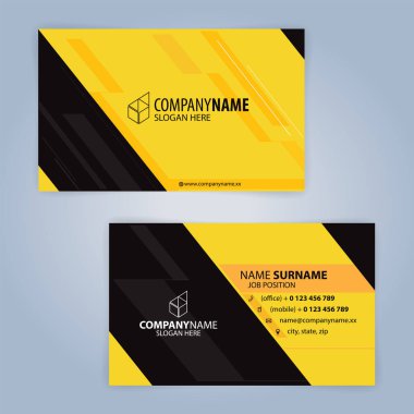 Sarı ve modern kartvizit şablonu, illüstrasyon vektör 10 siyah