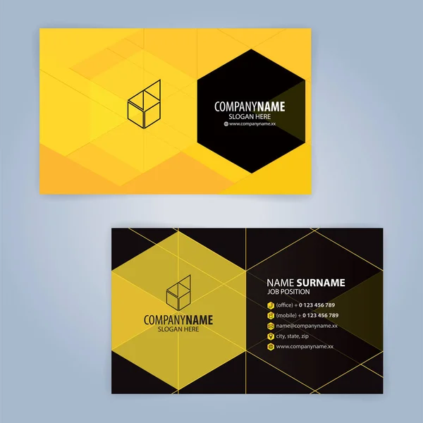 Yellow Black Modern Business Card Template Illustration Vector — Stock Vector