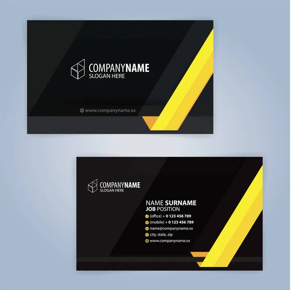 Yellow Black Modern Business Card Template Illustration Vector — Stock Vector